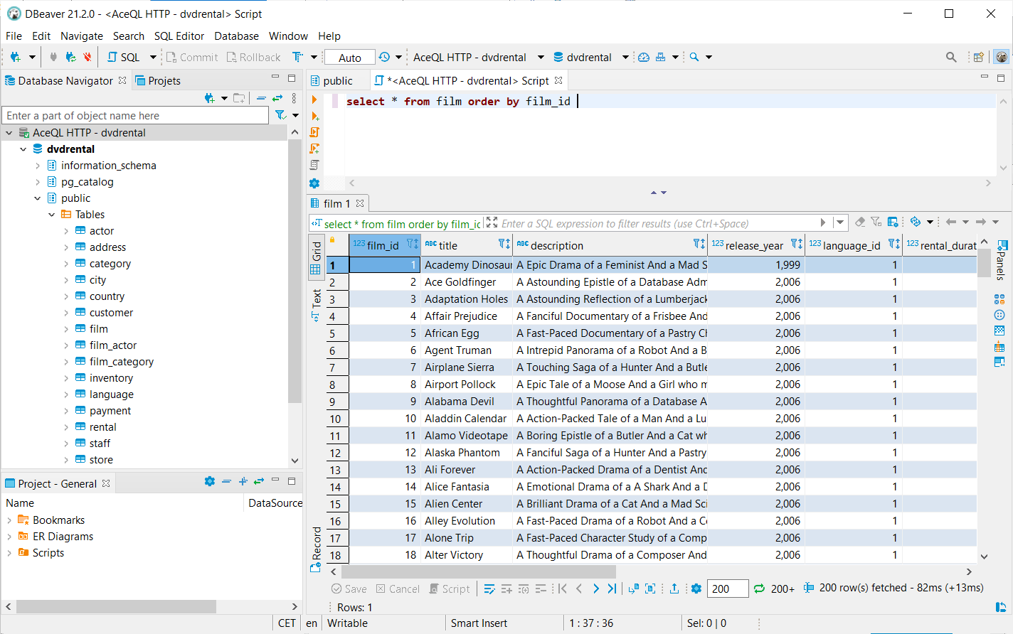 DBeaver SELECT query with AceQL
